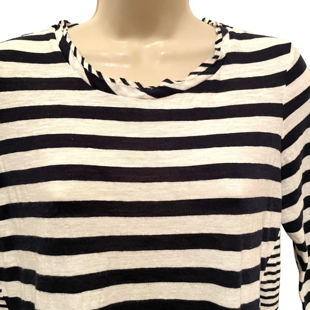 Maeve Anthropologie Women’s Black and White Striped Long Sleeve Shirt Size XS